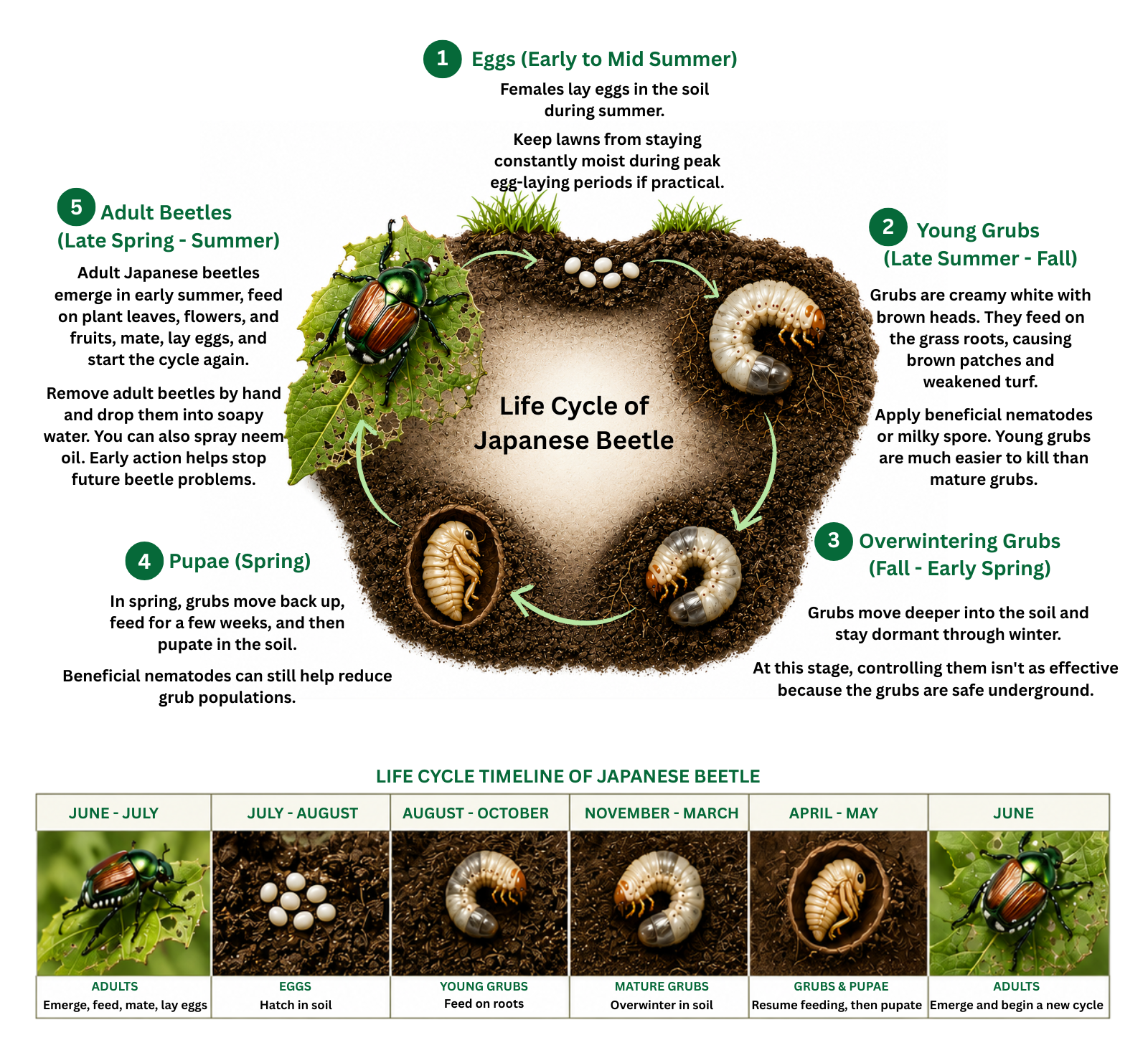 Life Cycle of Japanese Beetles